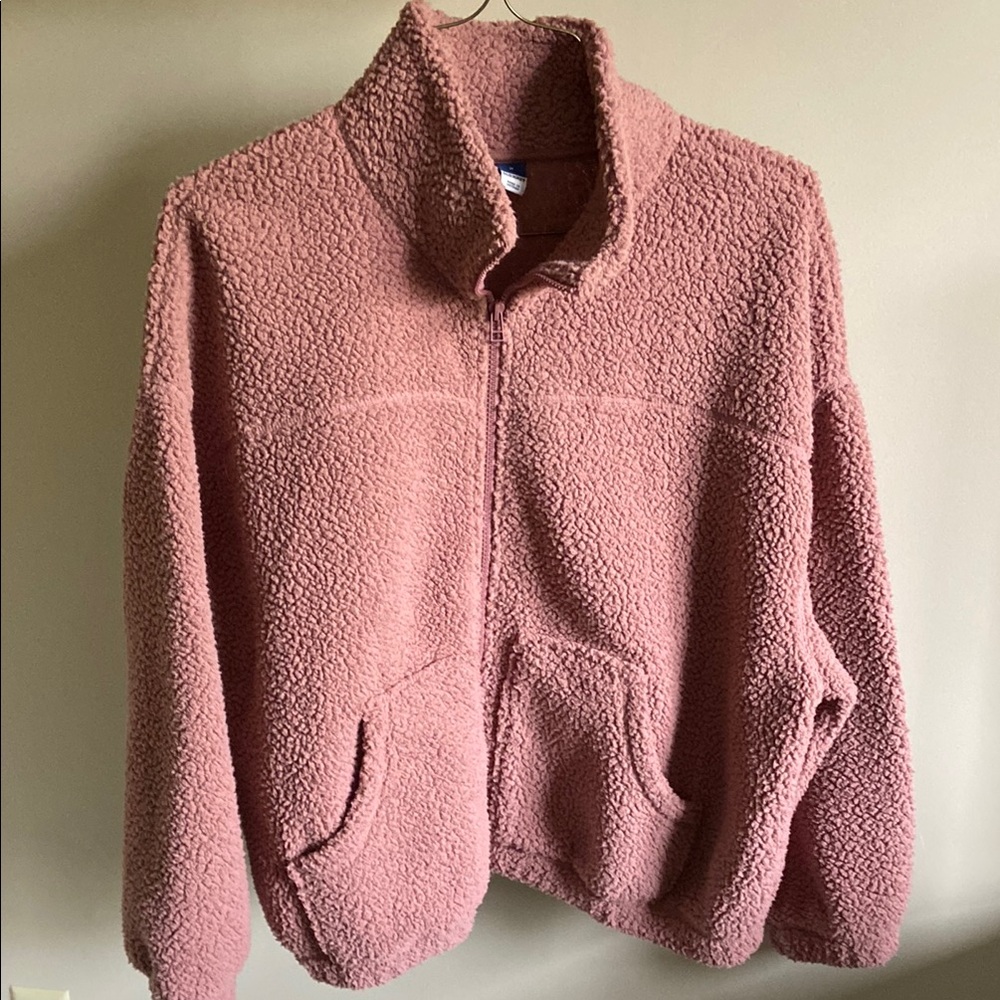 Old Navy Pink Teddy Jacket with High Collar